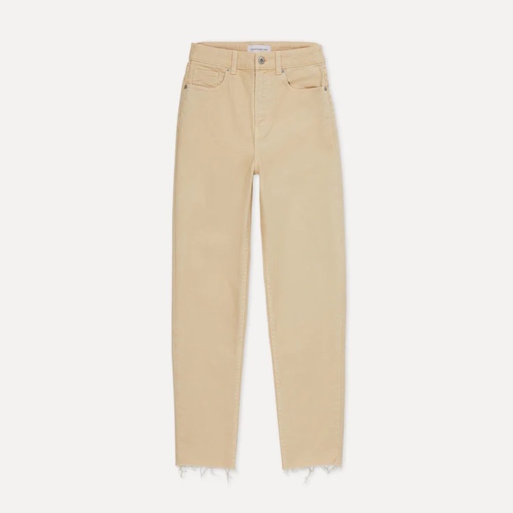 Something Navy Straight Leg Mom Jean in Tan